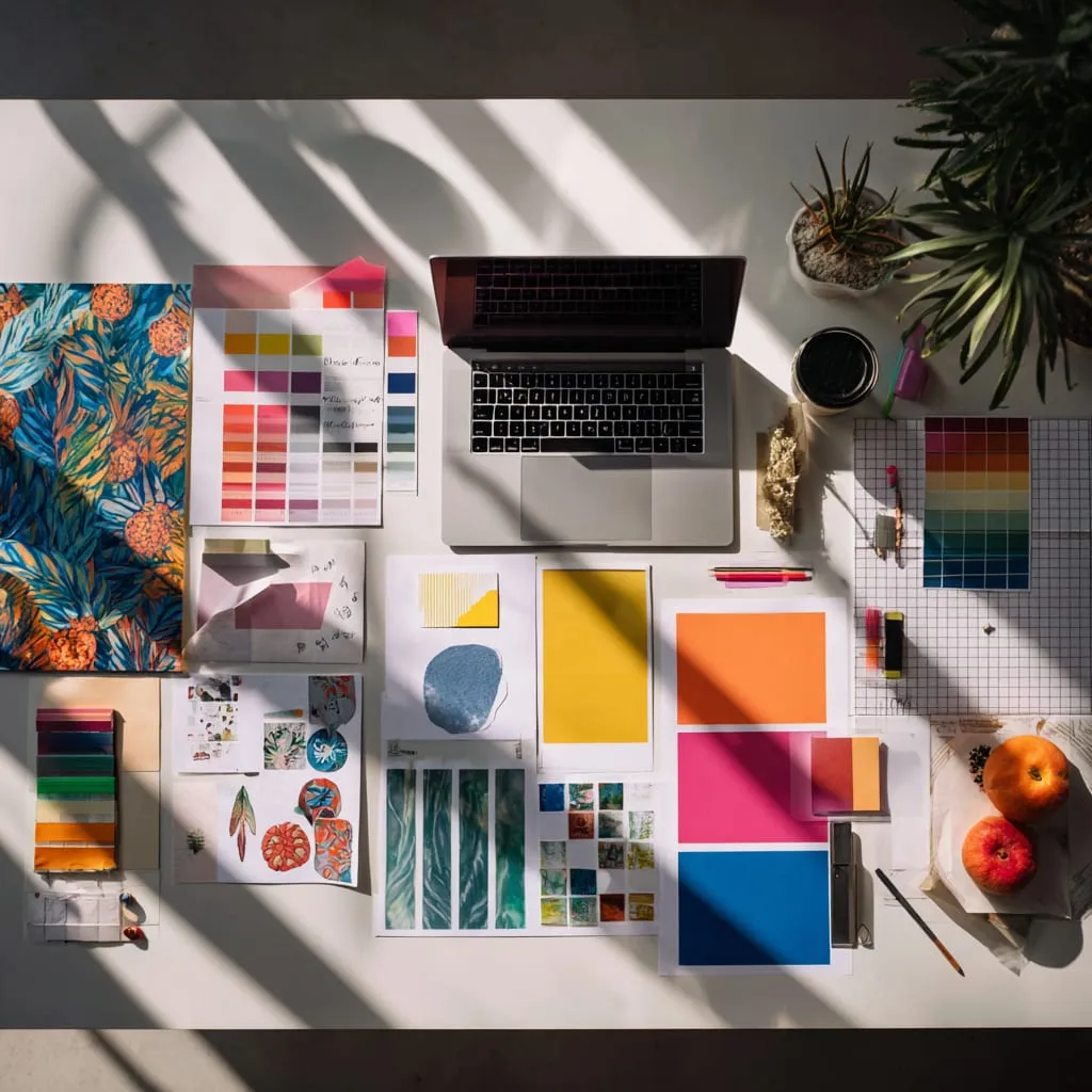 Muestras de color, tipografías y dirección de arte