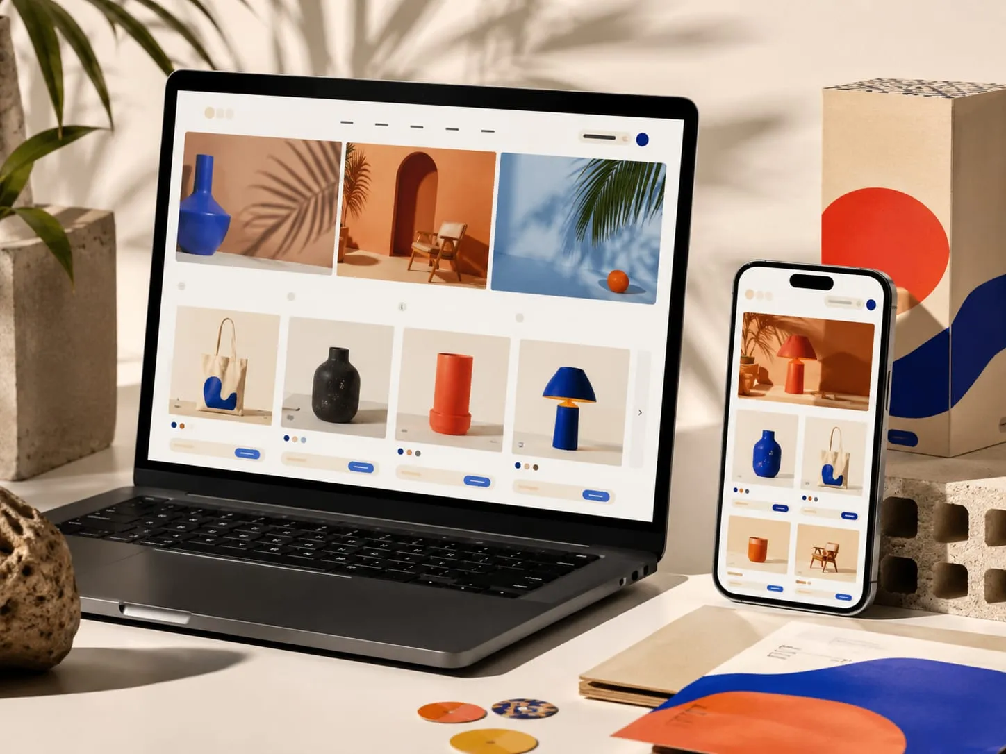 Tienda online moderna en desktop y móvil con fichas de producto